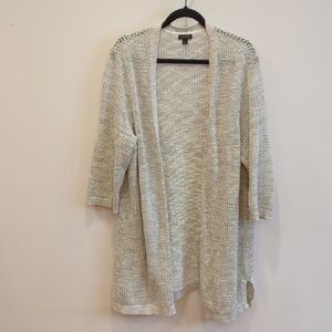 J.Jill Cotton Open Knit Spring Summer Beach Coastal Cardigan Gray Size XXL ECU